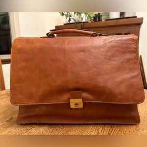 Vintage Nordstrom Portfolio Leather Lock Combination Function Briefcase